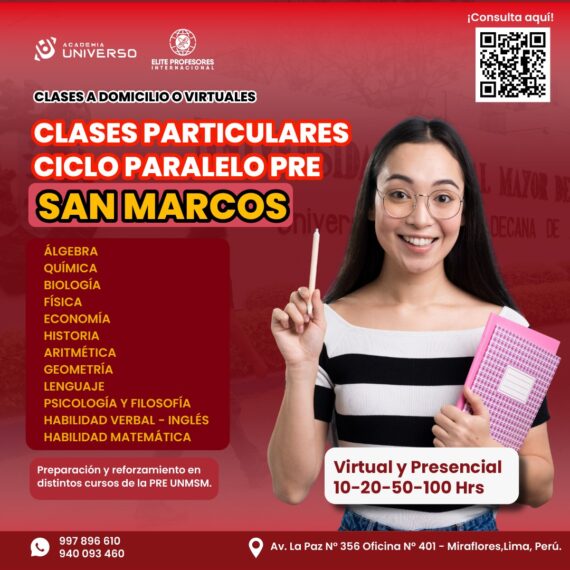📚🔥 CLASES PARTICULARES – CICLO PARALELO PRE SAN MARCOS 🎓 